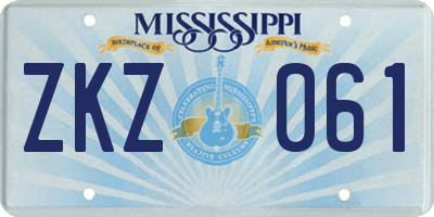 MS license plate ZKZ061