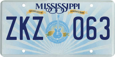 MS license plate ZKZ063