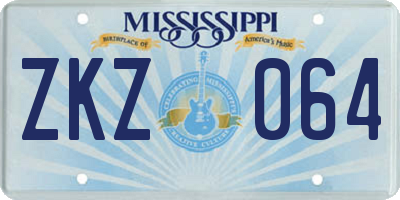 MS license plate ZKZ064