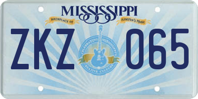 MS license plate ZKZ065