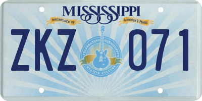 MS license plate ZKZ071