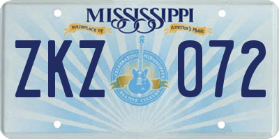 MS license plate ZKZ072
