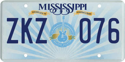 MS license plate ZKZ076