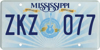 MS license plate ZKZ077
