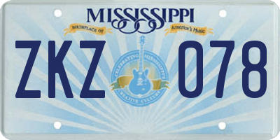 MS license plate ZKZ078
