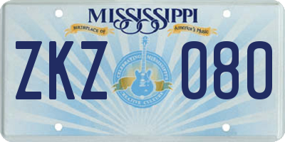 MS license plate ZKZ080