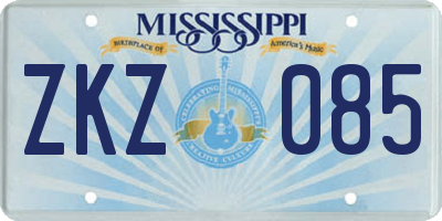 MS license plate ZKZ085
