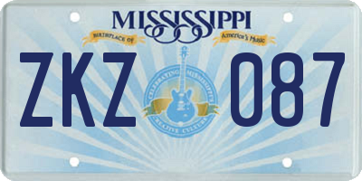 MS license plate ZKZ087