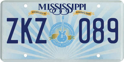 MS license plate ZKZ089