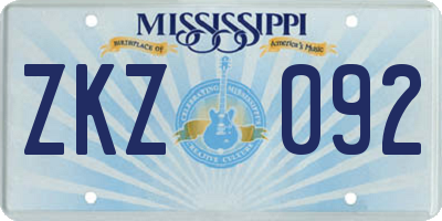 MS license plate ZKZ092