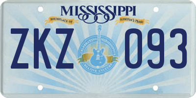MS license plate ZKZ093