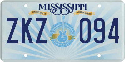 MS license plate ZKZ094
