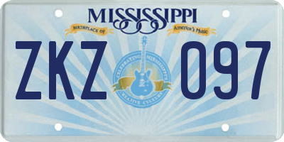 MS license plate ZKZ097
