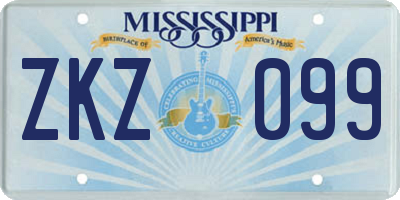 MS license plate ZKZ099
