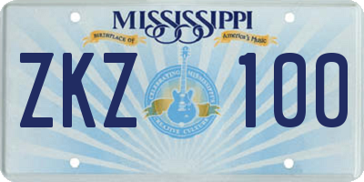 MS license plate ZKZ100