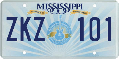MS license plate ZKZ101