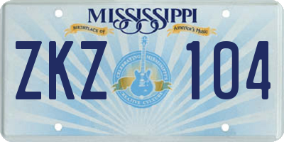 MS license plate ZKZ104