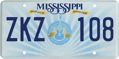 MS license plate ZKZ108