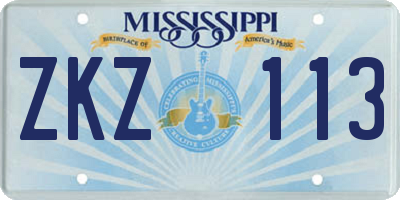MS license plate ZKZ113