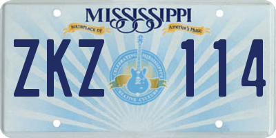 MS license plate ZKZ114