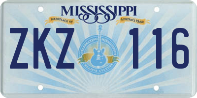 MS license plate ZKZ116