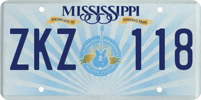MS license plate ZKZ118