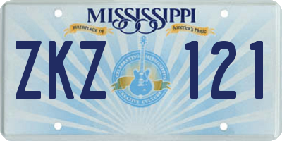 MS license plate ZKZ121