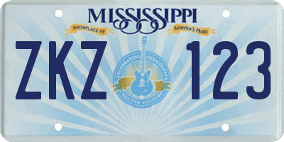MS license plate ZKZ123