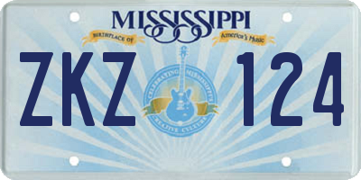MS license plate ZKZ124