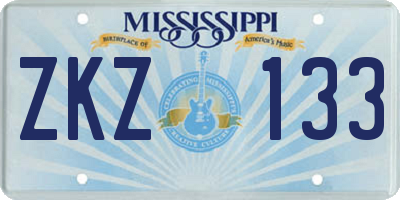 MS license plate ZKZ133
