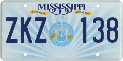 MS license plate ZKZ138