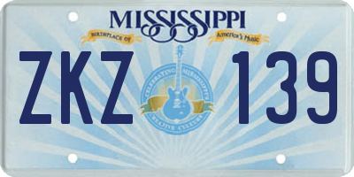 MS license plate ZKZ139