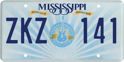 MS license plate ZKZ141