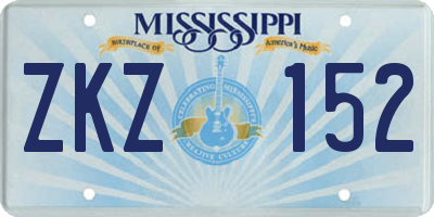 MS license plate ZKZ152