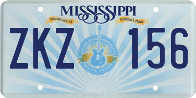 MS license plate ZKZ156