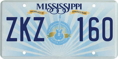 MS license plate ZKZ160