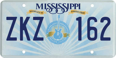 MS license plate ZKZ162