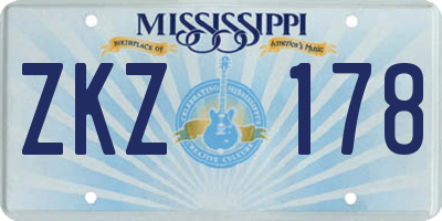 MS license plate ZKZ178