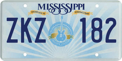 MS license plate ZKZ182