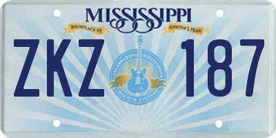 MS license plate ZKZ187