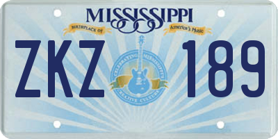 MS license plate ZKZ189