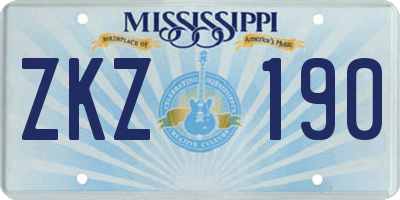 MS license plate ZKZ190
