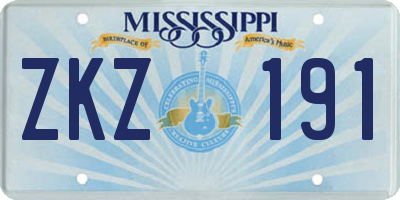 MS license plate ZKZ191