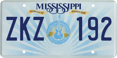 MS license plate ZKZ192