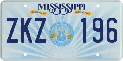 MS license plate ZKZ196