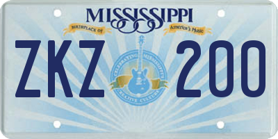 MS license plate ZKZ200