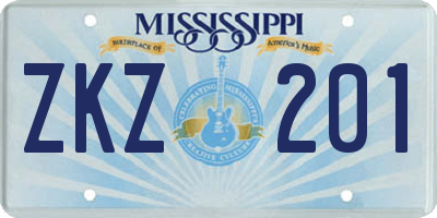 MS license plate ZKZ201