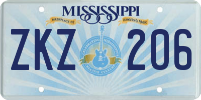 MS license plate ZKZ206