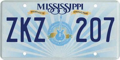 MS license plate ZKZ207
