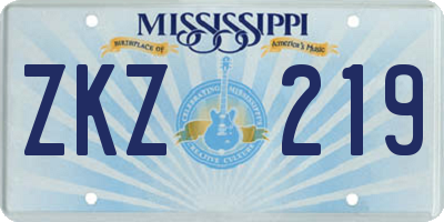 MS license plate ZKZ219